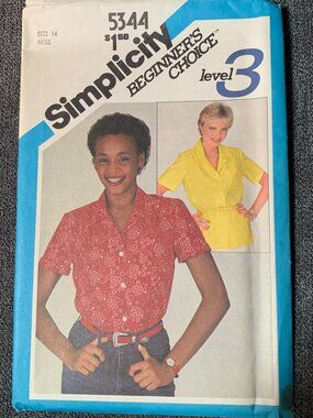 Simplicity Misses Shirt Sewing Pattern Size 14 5344 Uncut
